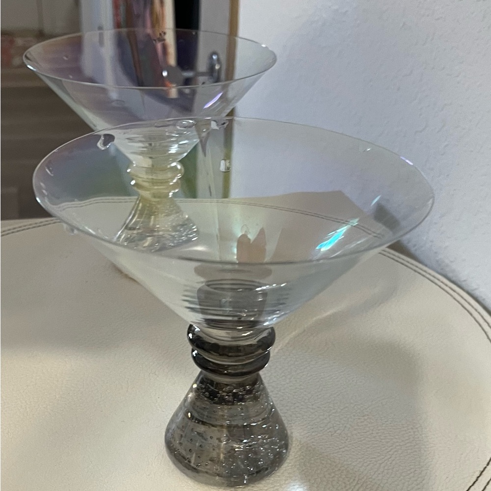 Elegant Glass Martini Glasses with bubble bases - Picture 2 of 8